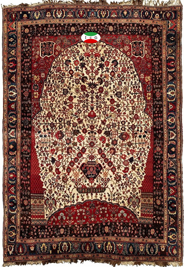 イラン遊牧民の流れを継承している本物のカシュガイ産地絨毯、ラグス 